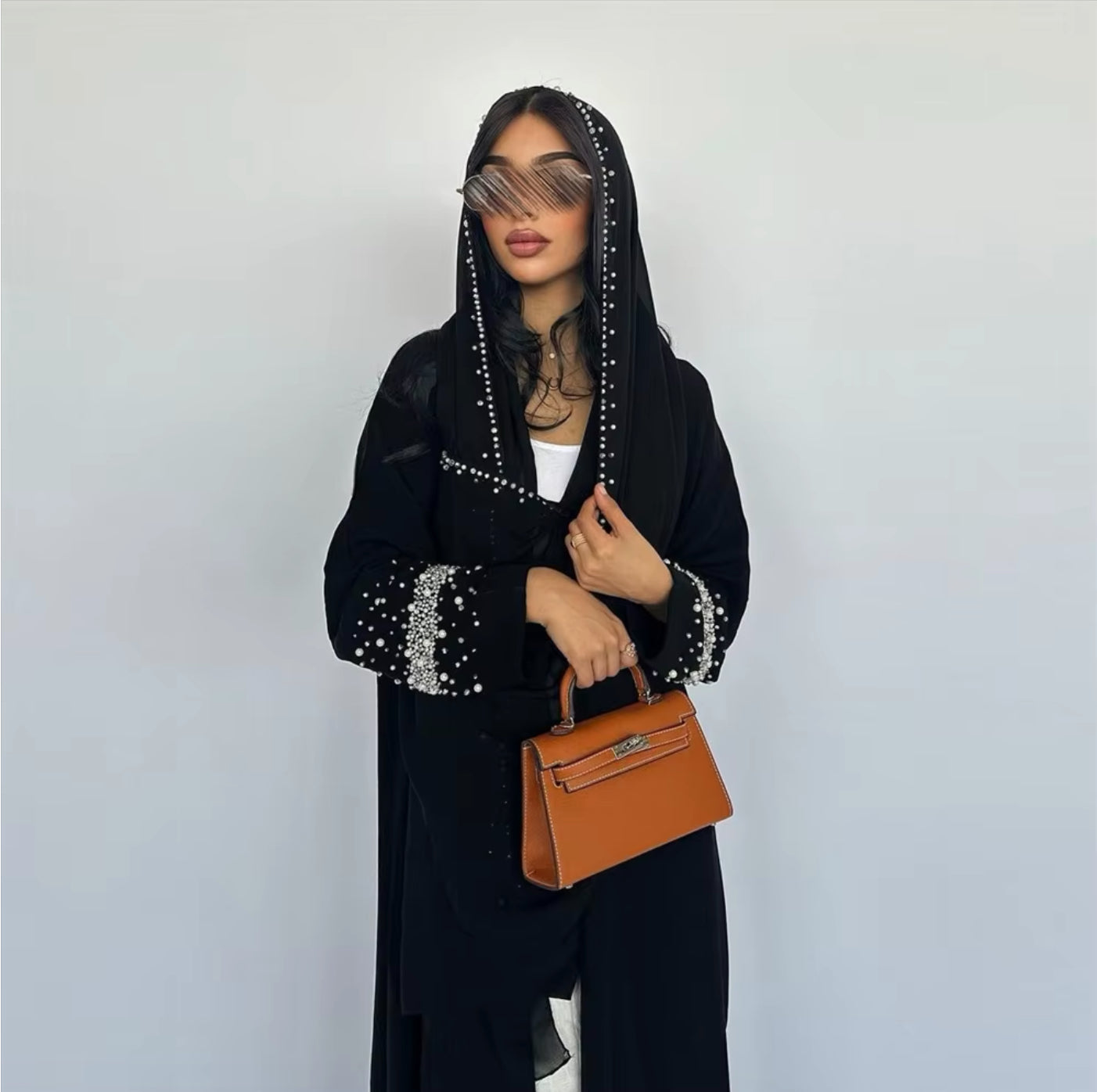 Pearl Dust Abaya and Matching Scarf Set – Coordinated Modest Fashion