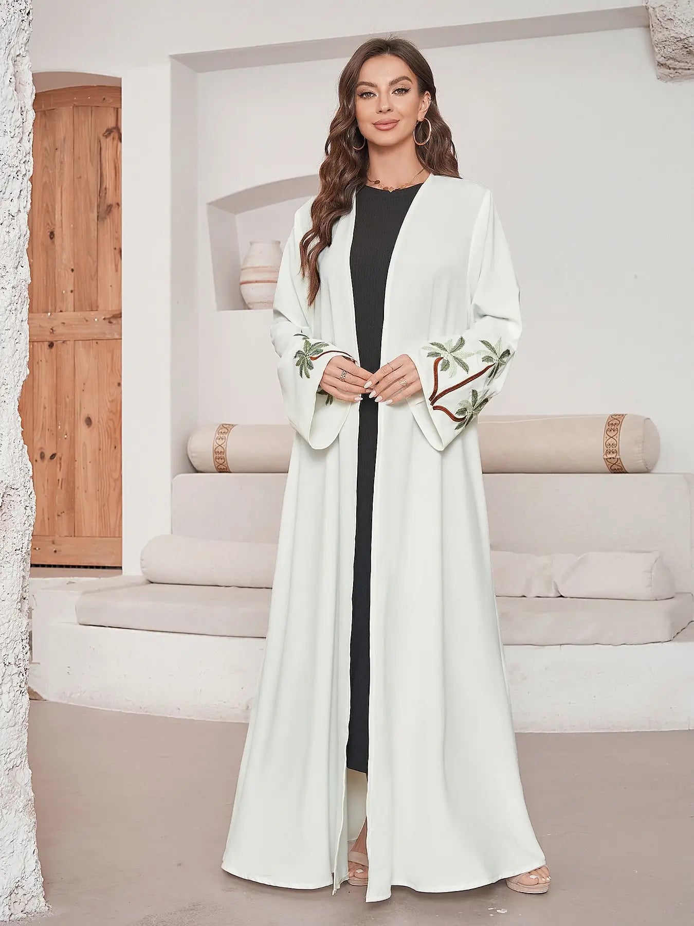 Embroidered Palm Tree Abaya