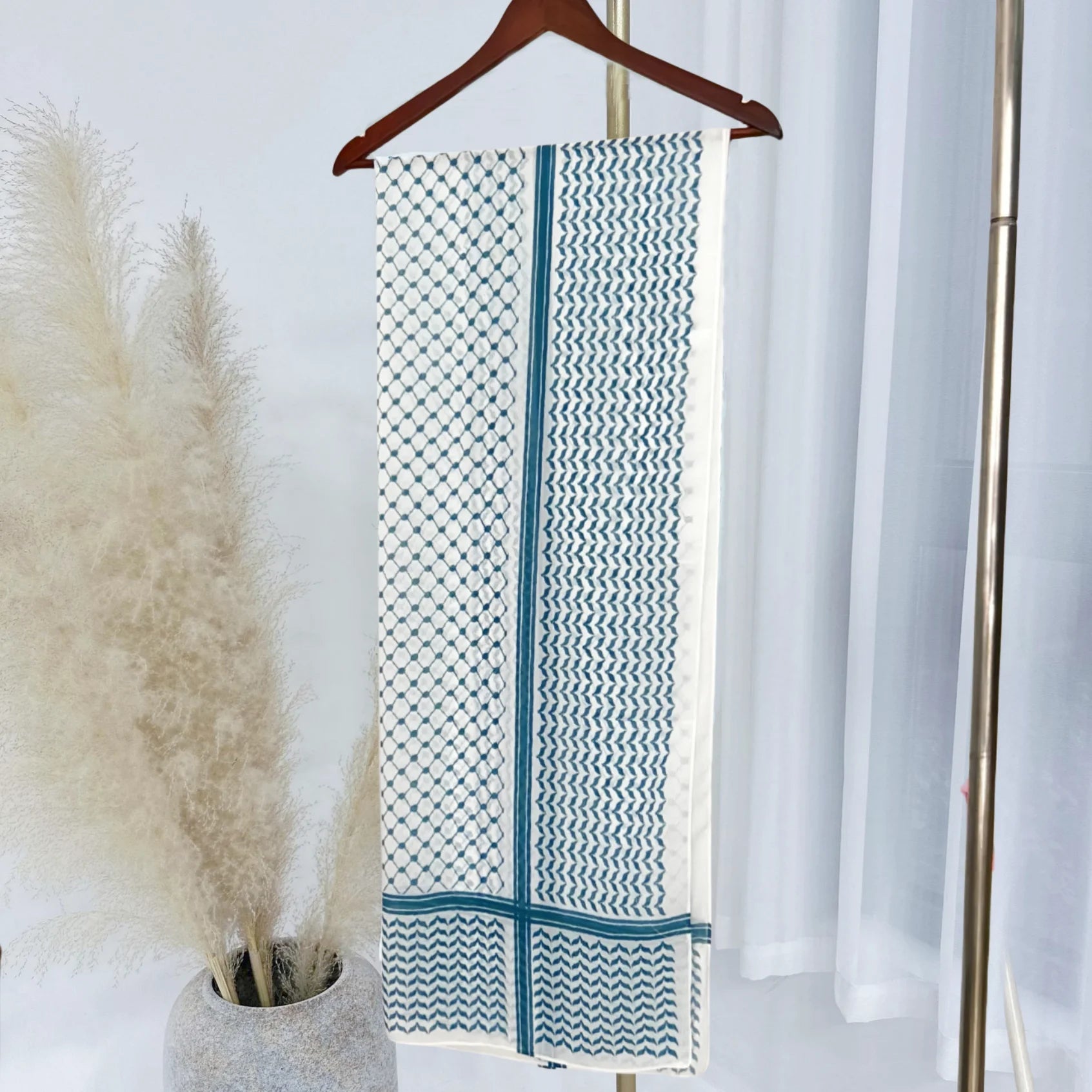 Turquoise Palestinian Keffiyeh Hijab – Fresh and Vibrant Hijab Style with Heritage Design