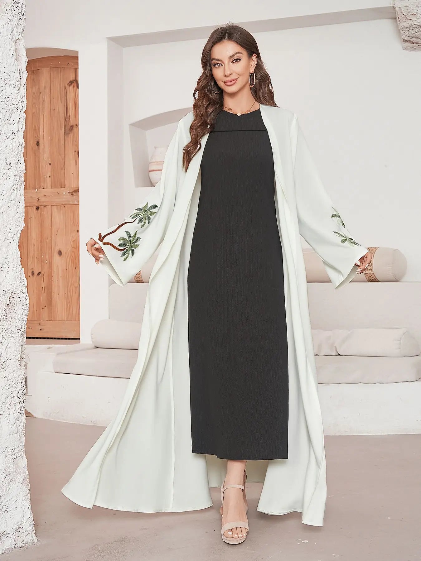 Embroidered Palm Tree Abaya