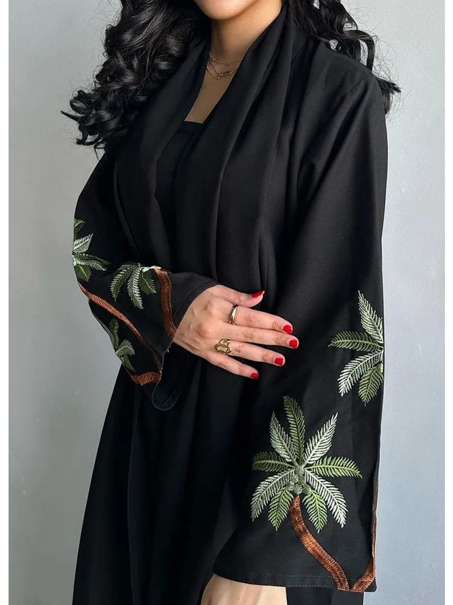 Embroidered Palm Tree Abaya