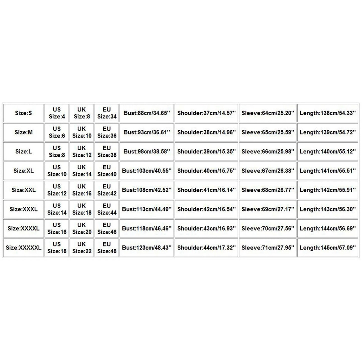 Floral abaya size chart for women with detailed measurements including length, bust, and sleeve, designed for modest Islamic clothing from Middle East Mood.