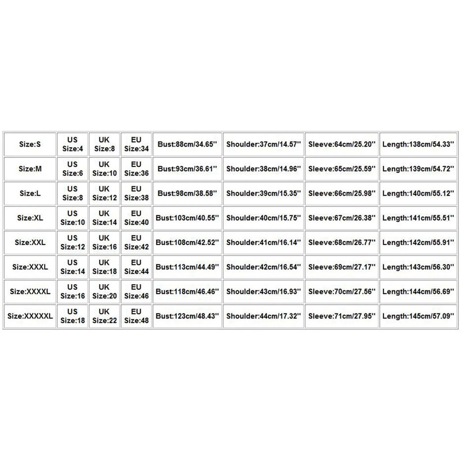 Floral abaya size chart for women with detailed measurements including length, bust, and sleeve, designed for modest Islamic clothing from Middle East Mood.