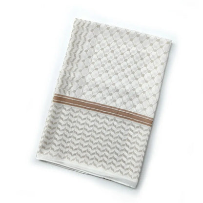 Folded Nude Brown Palestinian Keffiyeh Hijab – Neutral Modest Hijab with Traditional Cultural Design
